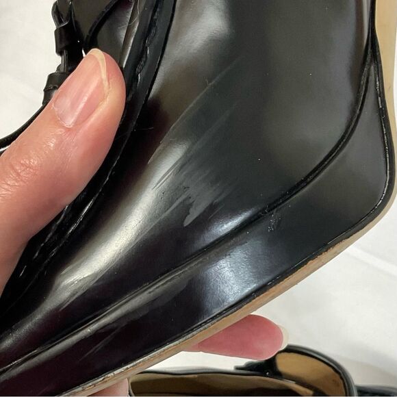 Sam Edelman Jed Loafer Black Faux Leather Block Heels Sz 11 Tassel Accents - Picture 12 of 15